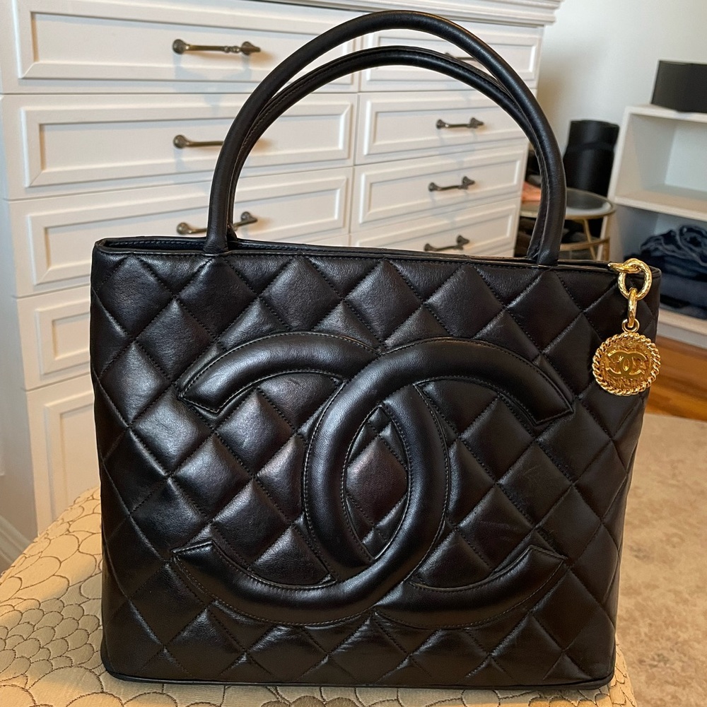 Chanel Lambskin Gold Medallion Tote
